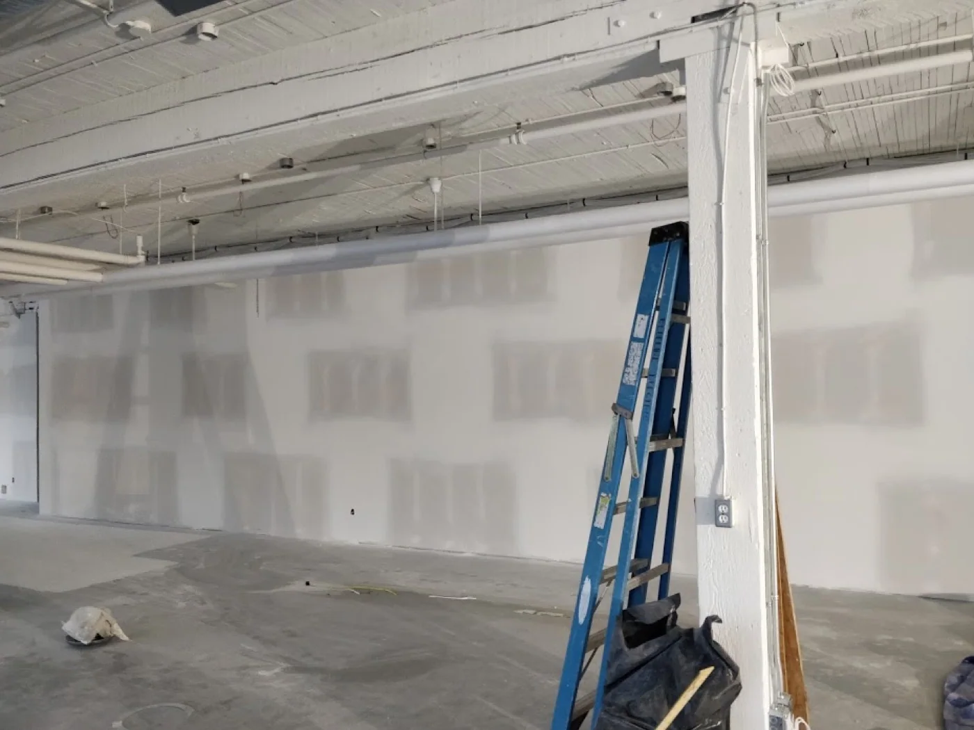 Drywall finishing in progress